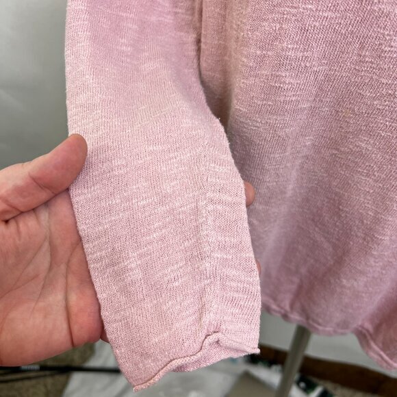 Eileen Fisher Sweater PP Petite Linen Cotton Pink Long Sleeve Crew Neck Solid - Picture 5 of 16